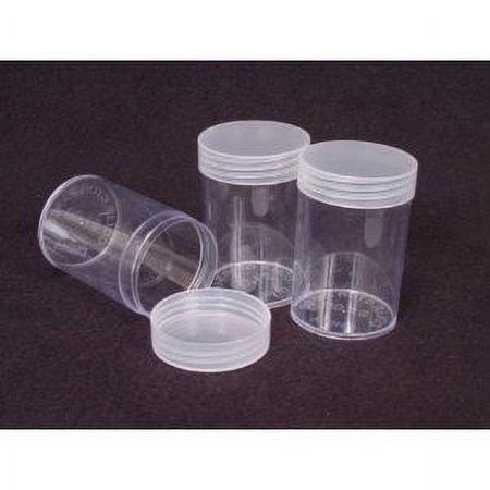 COIN STORAGE TUBES, round clear plastic w/ screw on tops for DIMES (Quantity of 10 tubes)