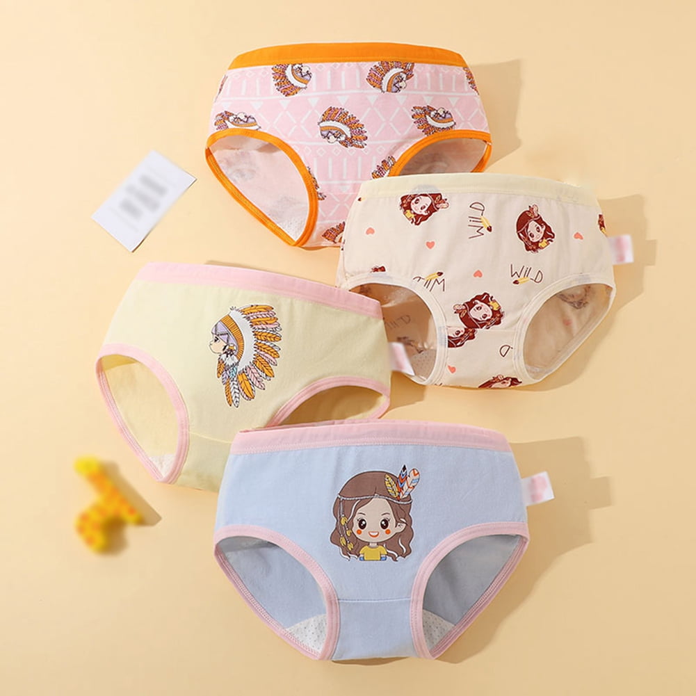 LICHENGTAI 4 Pack Girls Briefs Cute Print Kids Girls Soft Cotton Underwear  Girls Knickers Breathable Underpants Girls Panties for 3-5 Years :  : Fashion
