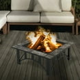 thumbnail image 7 of Grand Patio 33" Square Ceramic Top Wood Burning Fire Pit Table with Spark Screen and Poker, 7 of 7