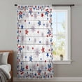 thumbnail image 3 of Independence Day Semi Sheer Curtains Drapes for Living Room, Bedroom, French Doors Window 96 Inches Long, Red Blue Star Firework Wooden Grain Rod Pocket Chiffon Curtain Drapery Voile Draperies Panel, 3 of 8