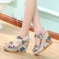 thumbnail image 6 of LFXJVY Sandals For Women Wedge Heel Platform Ankle Strap Backstrap Lace Up Floral Open Toe Holiday Party Summer Dressy Hot Pink 37, 6 of 7