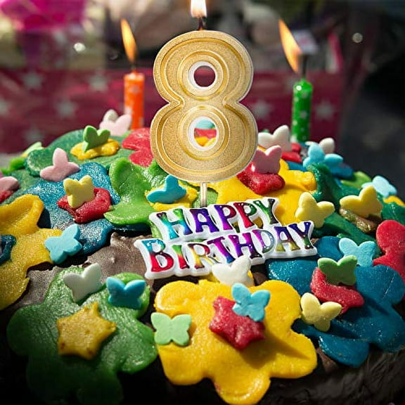 LUTER 2.76 Inches Large Birthday Candles Gold Glitter Birthday Cake Candles Number Candles Cake Topper Decoration for Wedding Party Kids Adults, Number 1