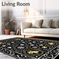 thumbnail image 2 of ODIKA 6'x9' Machine Washable Non-Slip Area Rug, Whimsical Interlocking And Vintage Bell Emblems High Traffic Rug with Pad, Black, 746141, 2 of 8