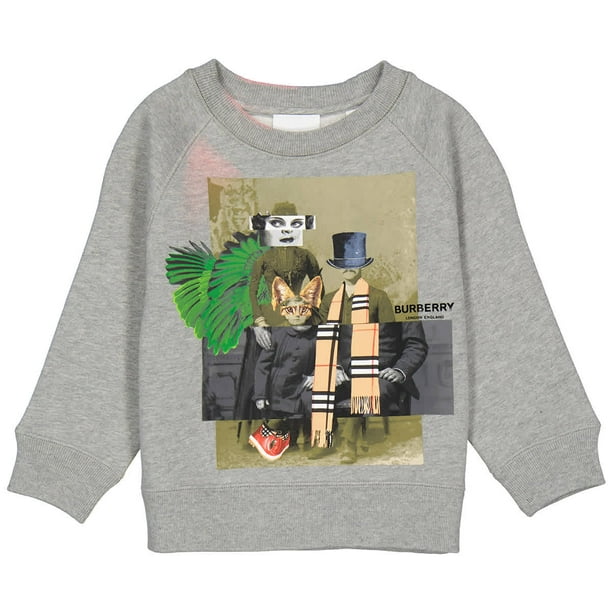 Burberry Boys Grey Melange Family Stack Sweatshirt, Brand Size 3Y -  