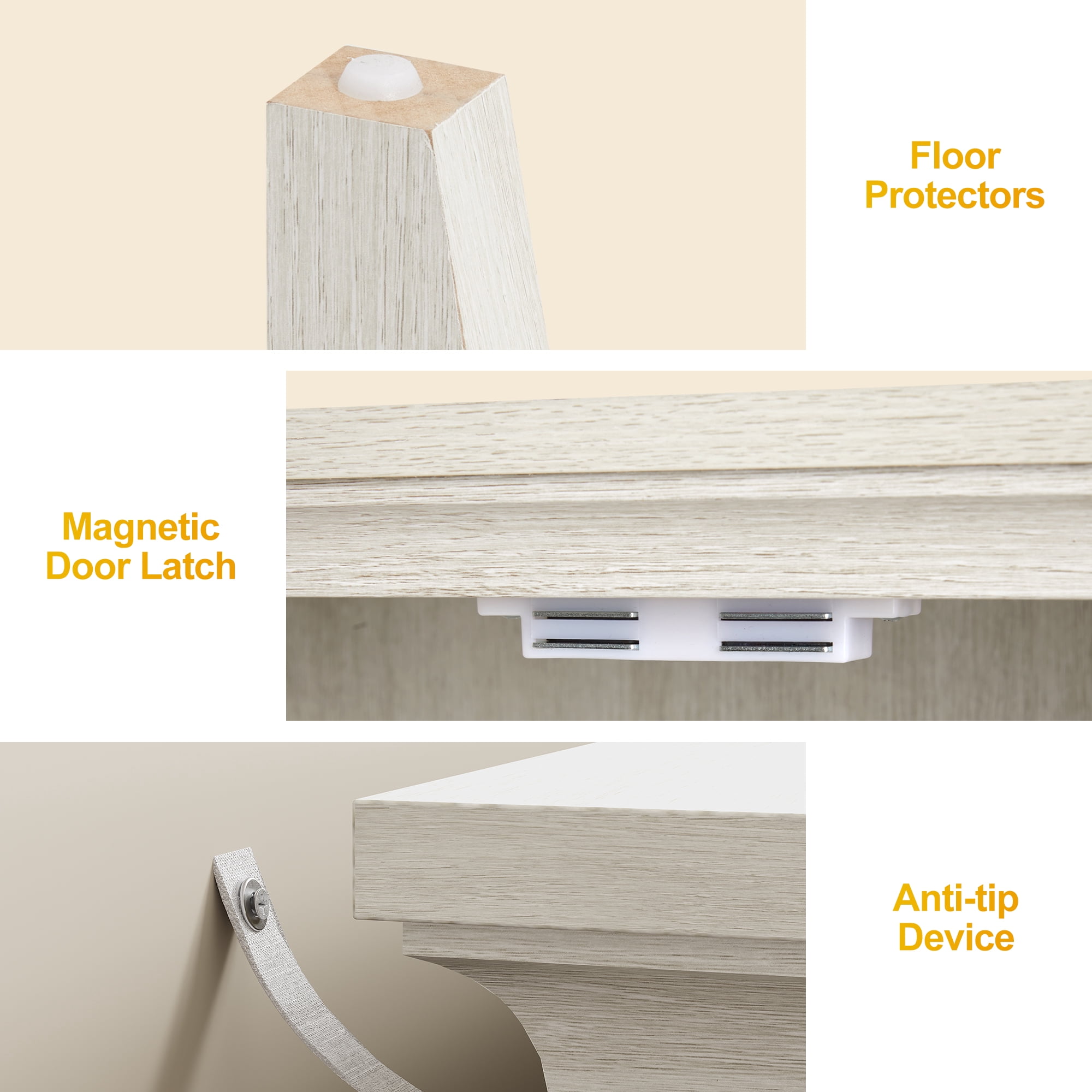 May in Color 2-Door Wood Buffet Cabinet, Bohemian Farmhouse Sideboard, for Entryway, Bedroom, Dining & Living Room, White