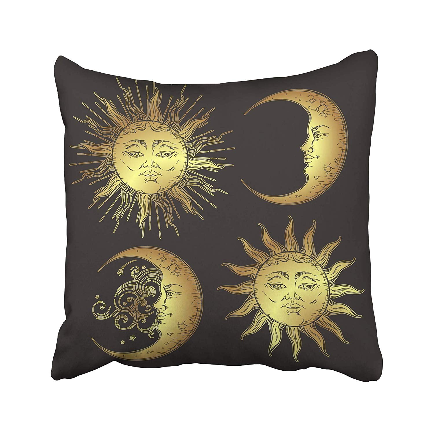 ARHOME Celestial Antique Style Sun and Crescent Moon Boho Flash Tattoo