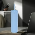thumbnail image 4 of 16oz Slim Tumbler with Lid and Straw, Double Wall Insulated Plastic Travel Mug, Reusable Leakproof Water Bottle for Coffee & Cold Drinks, 450ml, 4 of 4