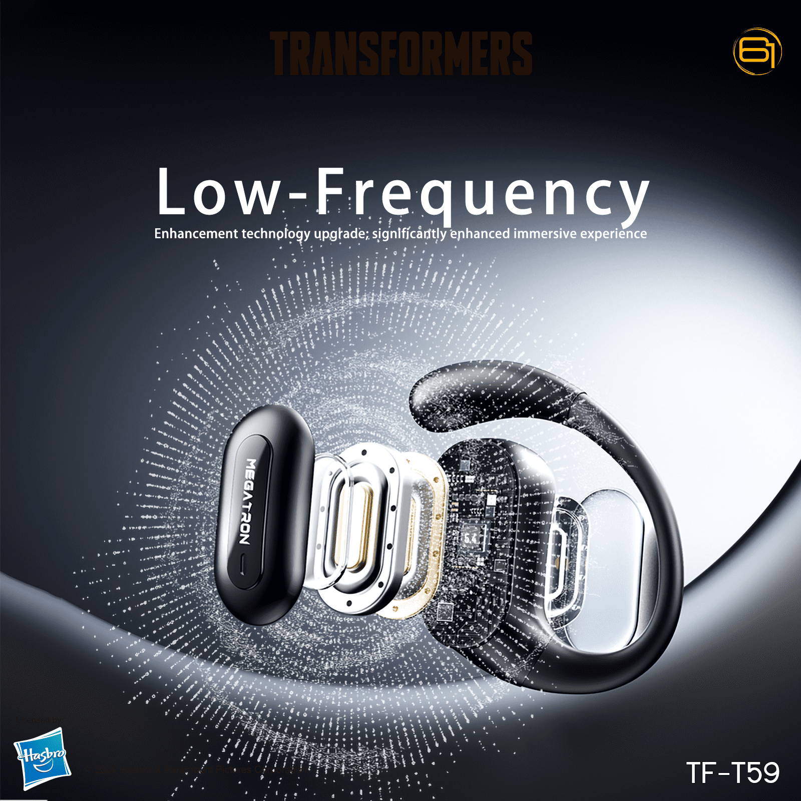 Transformers TF-T59 Ear-Hook True Wireless Bluetooth Earbuds with Mic, Low Latency Game/Music Modes, 13mm Drivers, Secure Fit Sport Headphones, IPX5 Waterproof Deep Bass Sound – Megatron Black