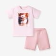 thumbnail image 4 of Odeerbi 2-8 Años Niñas Trajes de Verano Camisetas de Manga Corta de Algodón Dobladillo Crudo Pantalones Cortos Conjunto de Dos Piezas Suelto, 4 of 9