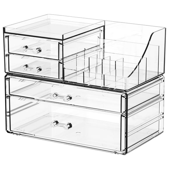 Organizador de maquillaje SuoXing de acrílico transparente con 4 cajones para tocador