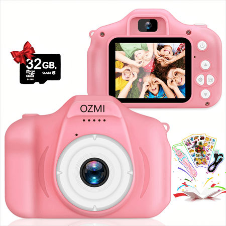 OZMI Camera for Kids with 32GB SD Card Kids Camera for 3-8 years for Christmas Birthday Gift-Pink