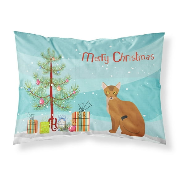 Abyssinian Cat Merry Christmas Fabric Standard Pillowcase