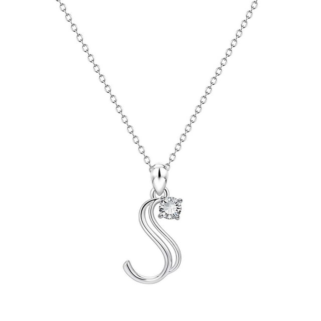 SIfdSeng Collier en Strass en Forme d'Alphabet Initial 26 pour Femmes Colliers pour Femmes A Z 26 Alphabet Initial Colliers Argentés pour Femmes Filles