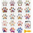 thumbnail image 1 of 18 hojas de pegatinas de transferencia de huellas de perro de 3,9 x 3,6 pulgadas, flores, garras de perro, pegatinas de marca de agua coloridas, transferencia para frotar, 1 of 9