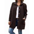 thumbnail image 2 of Womens Fall Long Cardigan Sweater Trendy Knit Jacket Coat Dressy Blazer Coatigan Brown M, 2 of 8