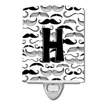 Letter H Moustache Initial Ceramic Night Light