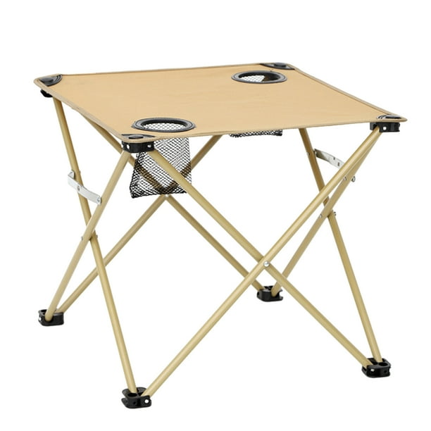 Mesa plegable para acampar, mesa de playa, mesa plegable con portavasos y bolso, ideal para acampar, pescar, hacer fogatas y picnics.