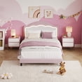 thumbnail image 2 of Bed Frame with LED Headboard, Plush Sherpa Fabric Upholstery, Slat Support (No Box Spring Needed), 2 of 7