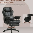 thumbnail image 2 of Office Chair - 400lbs Big And Tall, Black Fabric, Lumbar Support, Reclining, Wide Seat With Foot Rest, Adjustable Ergonomic For Tall Individuals, 400lbs, Microfiber,, 2 of 6