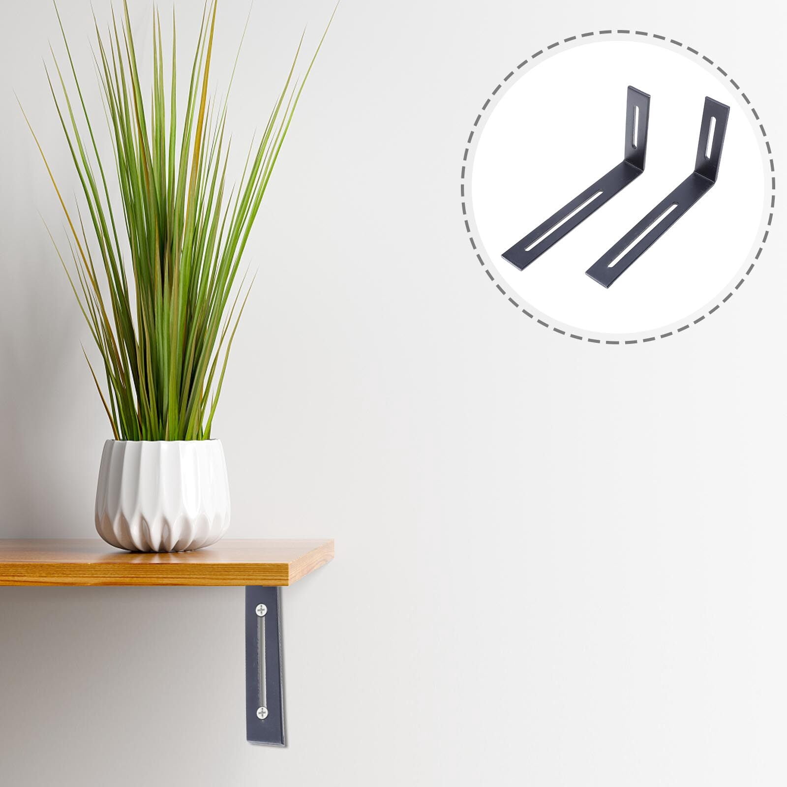 WHAMVOX  2 Pcs Fixed Bracket Brackets for Shelves Shelf Corner Brace Black