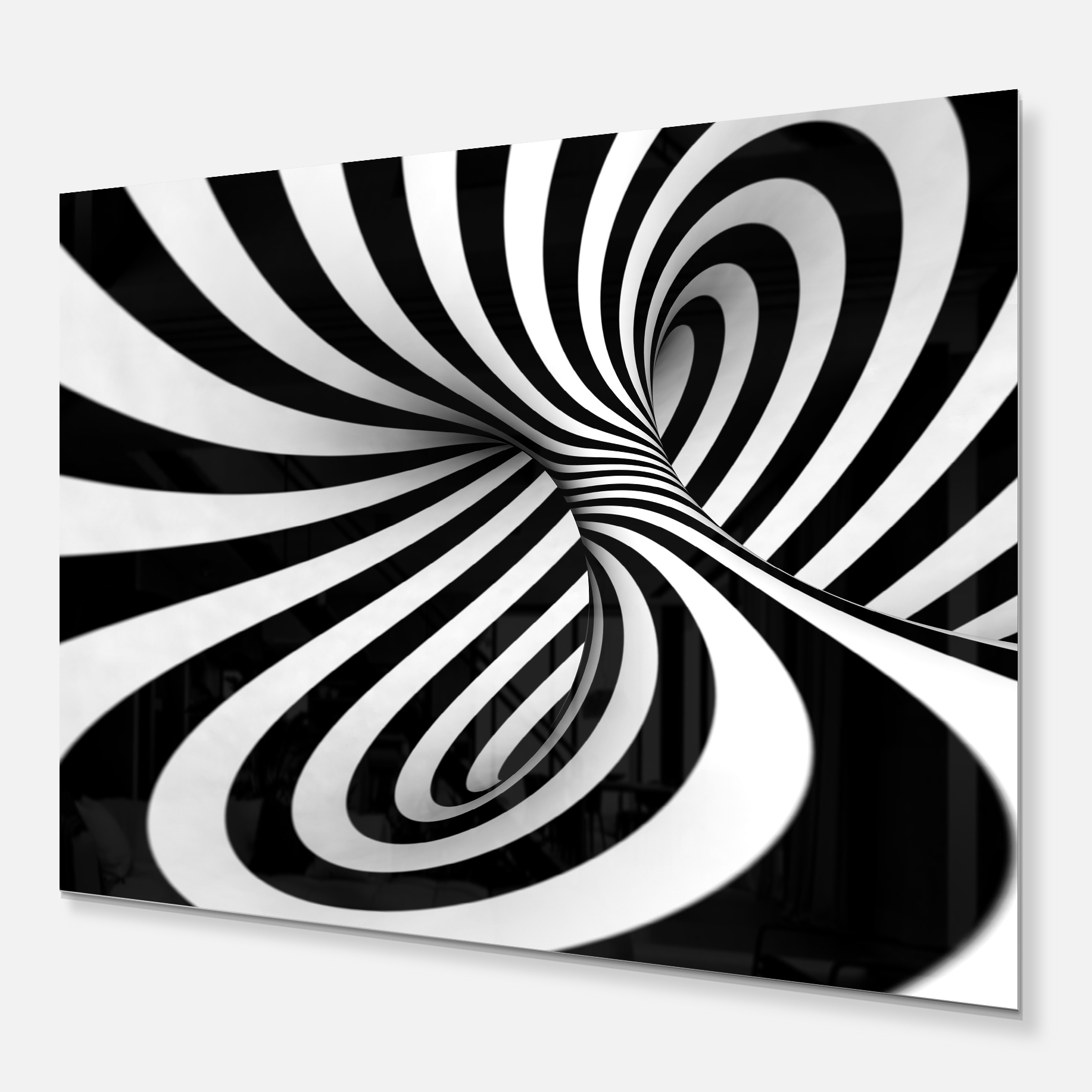 Designart 'Spiral Black n White' Metal Wall Art