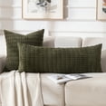 thumbnail image 4 of Fancy Homi Olive Green Long Body Lumbar Lumbar Decorative Throw Pillow Covers 14x36 inch for Bed Couch Bedroom, Soft Corduroy Rectangle Solid Pillow Case 35x91 cm, Rustic Farmhouse Boho Room Decor, 4 of 9