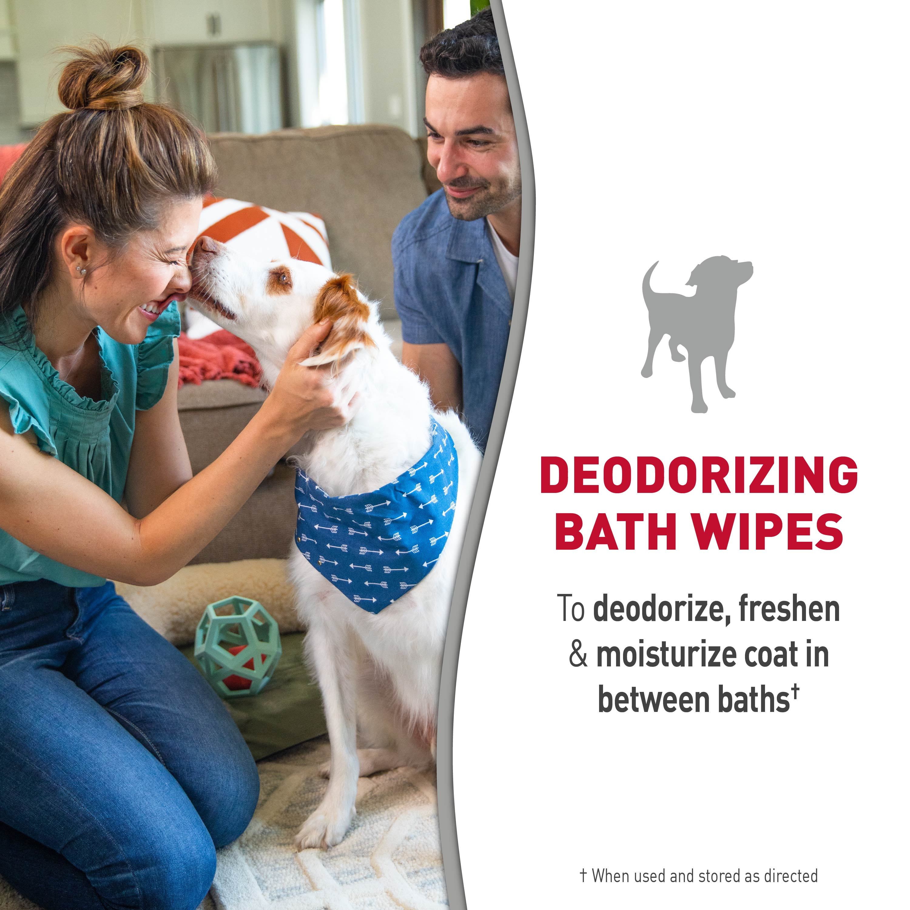 Nature’s Miracle Deodorizing Bath Wipes for Dogs, Sunkissed Breeze Scent, 100 Count