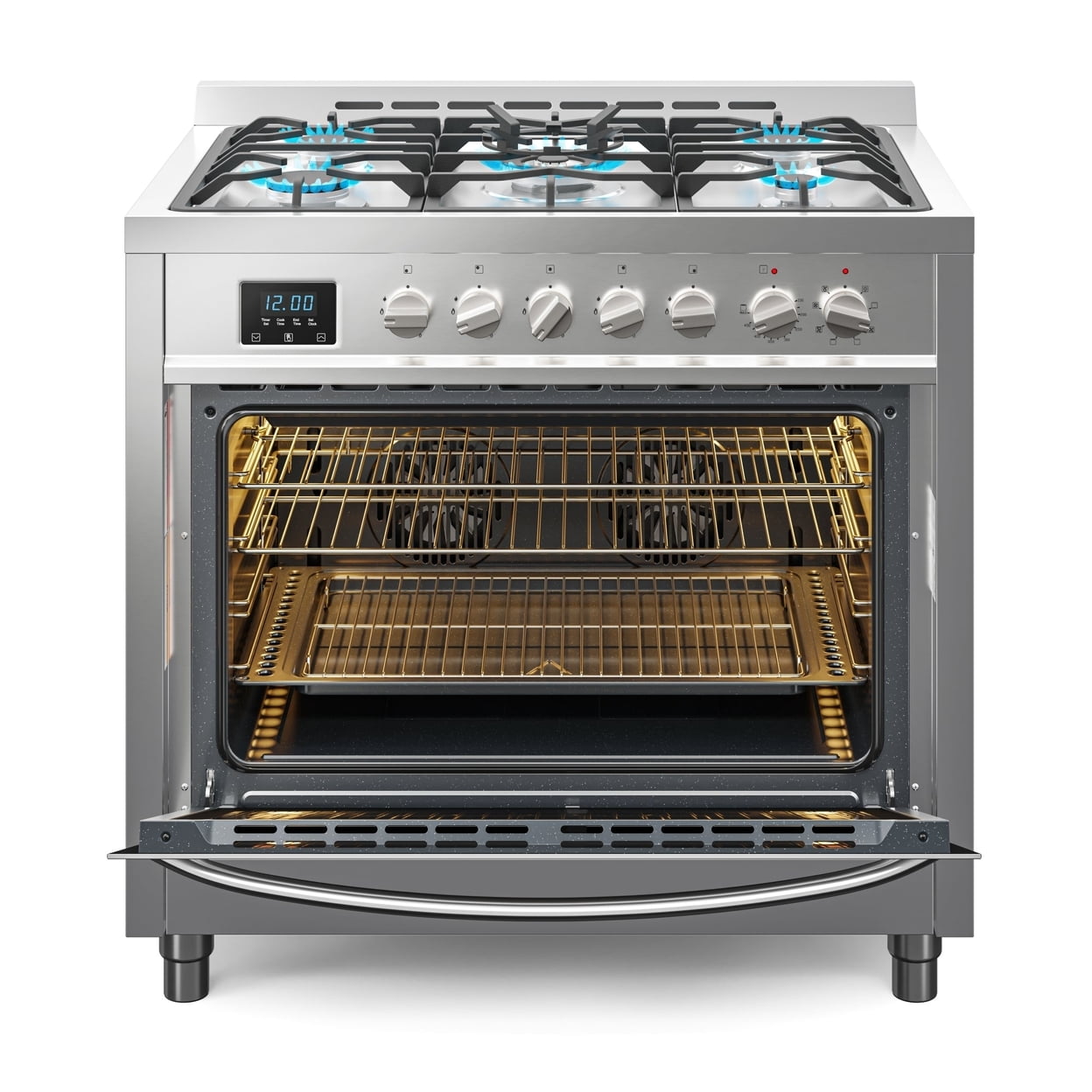 KoolMore 36 in. 5 Burner Freestanding Dual Fuel Range
