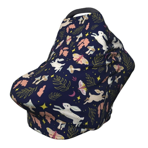 Fotbe Retro Rabbit Flower Pattern Car Seat Covers for Babies, Nursing Breastfeeding Cover Infant Carseat Canopy, Soft Stretchy Carrier Cover