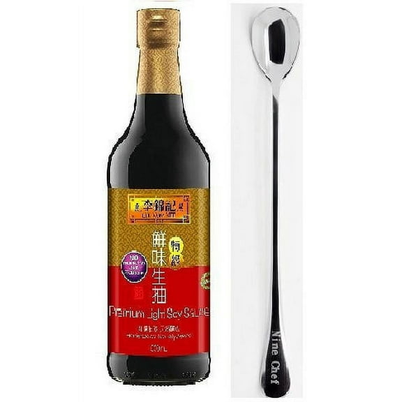 NineChef Bundle - Lee Kum Kee Premium Light Soy Sauce 16.9-Ounce   1 NineChef Brand Spoon