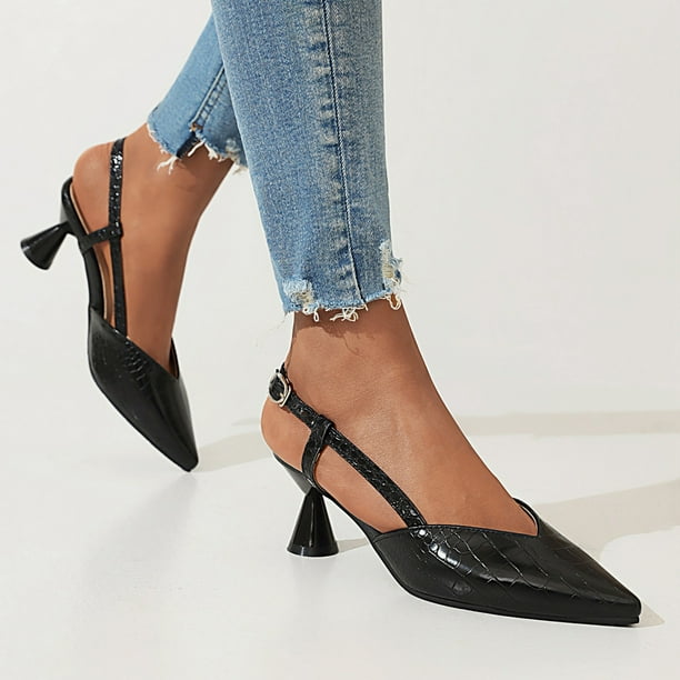 Zapatos de mujer Sandalias con patrón de serpiente Casual Cómodo Tacón alto Punta estrecha Hebilla Bombas Wmkox8yii nm2895