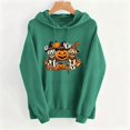 thumbnail image 3 of Fmbrln Women's Halloween Graphic Hoodie Long Sleeve Drawstring Hooded Sweatshirt Casual Pumpkin Print Pullover Tops with Pocket Army Green L, 3 of 5