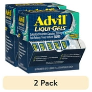 (2 pack) Advil Liqui-Gels Pain Reliever and Fever Reducer, Ibuprofen 200Mg for Pain Relief - 50X2 Liquid Filled Capsules