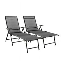 Nuu Garden 2-Piece Outdoor Patio Chaise Lounge Chair Adjustable Folding Pool Lounger with Steel Frame and Breathable Textile Fabric for Beach, Yard, Pool and Patio, Gray