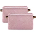 thumbnail image 2 of GZHJMY Collapsible Storage Basket Pink Glitter Texture Rectangular Storage Bins Baskets Toys Storage Bins with Handles for Bedroom Home Office 1PCS, 2 of 7