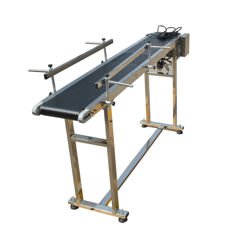 INTBUYING 110V PVC Conveyor System with Double Guardrail 59inch Long 7.8inch Wide with 2 Fence
