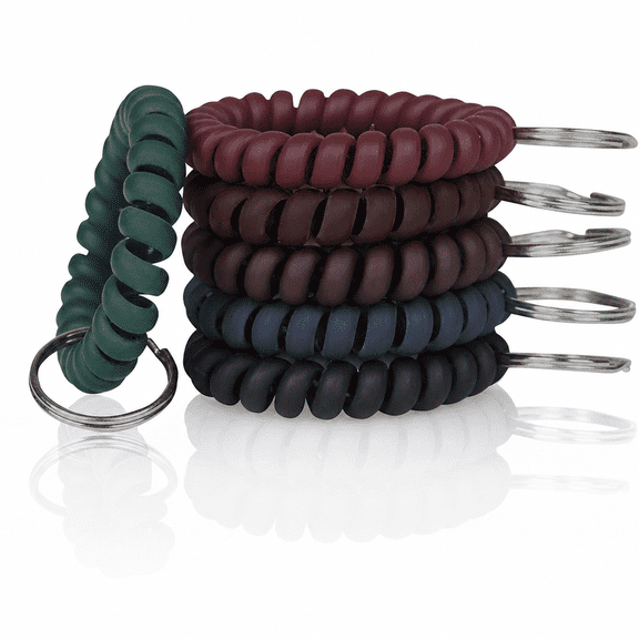 6 Pack Spiral Wrist Coil Keychain, Stretch Plastic Band for ID Badge Sauna Sports