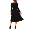 thumbnail image 3 of INSPIRE CHIC Women's Velvet Dress Square Neck High Waist Puff Long Sleeve A-line Dresses with Pockets M Black, 3 of 6
