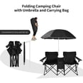 thumbnail image 6 of Double Camping Chair with Umbrella, Folding Loveseat Chairs w/Canopy Shade, Carrying Bag, Table, Cup Holder, Portable Beach Chairs Outdoor Picnic Patio (Black), 6 of 10