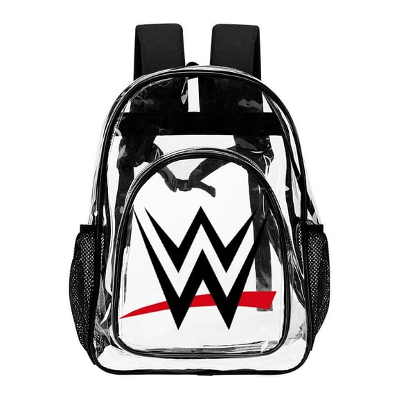 WWE Clear Backpack Heavy Duty See Through Bookbag Transparent Bag for Colleges School Work Sport Travel