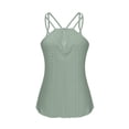 thumbnail image 6 of qolati Womens Eyelet Tank Tops Half Zip V Neck Sleeveless Summer Top Spaghetti Strap Beach Shirt Loose Fit Beach Vacation Flowy Blouses, 6 of 8