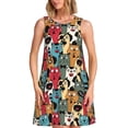 thumbnail image 1 of Xecao Différents Chats 1 pour Robes d'Été pour Femmes Robes Décontractées de Plage Robes de Plage Sans Manches T-Shirt Robe Évasée avec Poches, 1 of 7