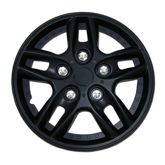 TuningPros WC-15-515-B Set of 4 Matte Black Snap-On Hubcaps 15" - Hub Caps Wheel Skin Cover 15 Inches 4 Pcs Set
