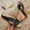 Black, variant on Women's Plus Size Perforated Flower Wedge Slide Sandals, Open Toe Comfort Mules, Breathable and Lightweight for Summer, Casual Wear and Outdoor Activities Black 40