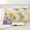 thumbnail image 3 of Spring Plant Dragonfly Pillow Covers 2 Pack Yellow Pastoral Flowers Pillowcase Waterproof Outdoor Throw Pillow Cover for Patio Garden Square Cushion 20”x20”, 3 of 9