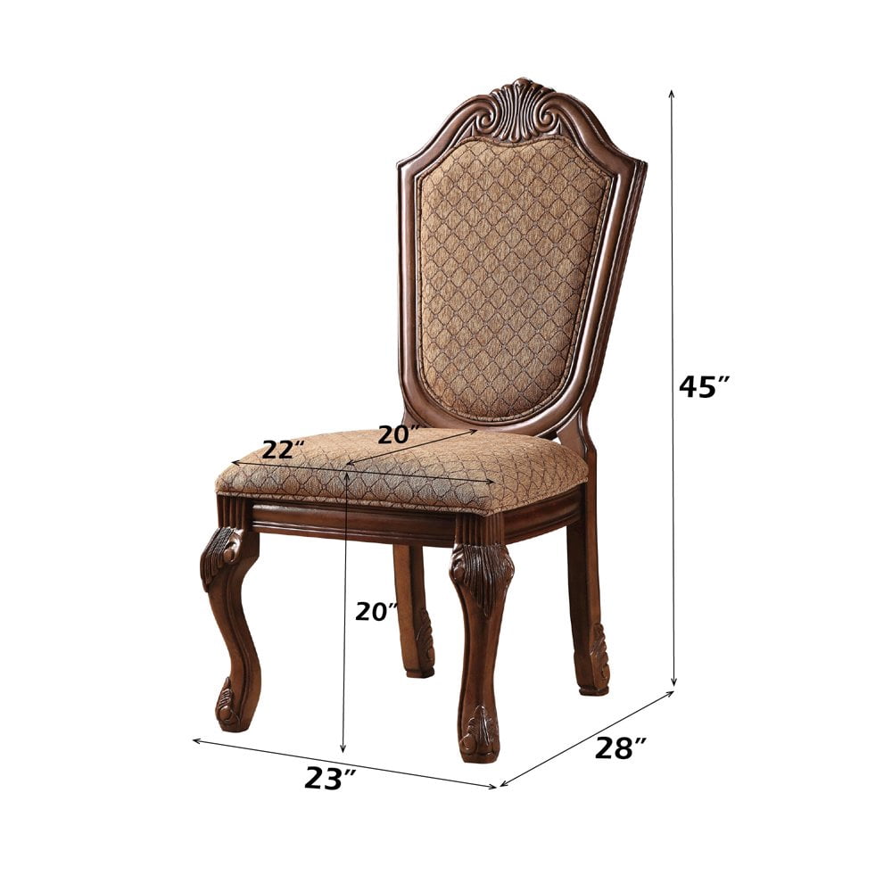 Acme Furniture Chateau De Ville Traditional Fabric Dining Chairs, Cherry (Set of 2)