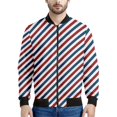 thumbnail image 3 of Chaqueta bomber con estampado de patchwork patriótico estadounidense para hombre, sudadera de manga larga en 3D, chaqueta bomber de calle de gran tamaño con cremallera, 3 of 5
