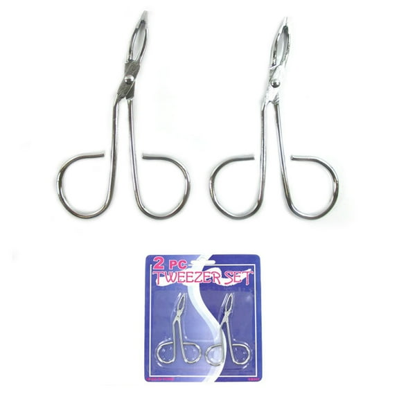 2 Pc Scissor Style Eyebrow Tweezers Set Hair Removal Eye Brow Pluck Makeup Tools