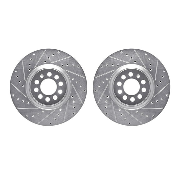 Dynamic Friction Company Front Brake Rotors-Drilled and Slotted-Silver 7002-74010