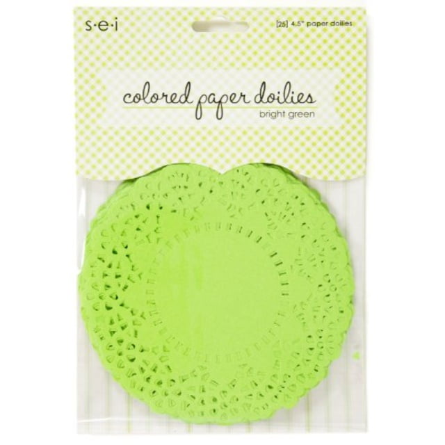 Sew Easy Industries 25 Doilies 4 by 4-Inch Bright Green